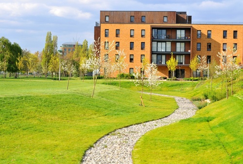 Property development concept with newly built houses